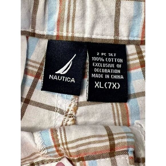 Nautica White Plaid‎ Adjustable Waist Bermuda Shorts sz XL(7X) - Picture 3 of 10
